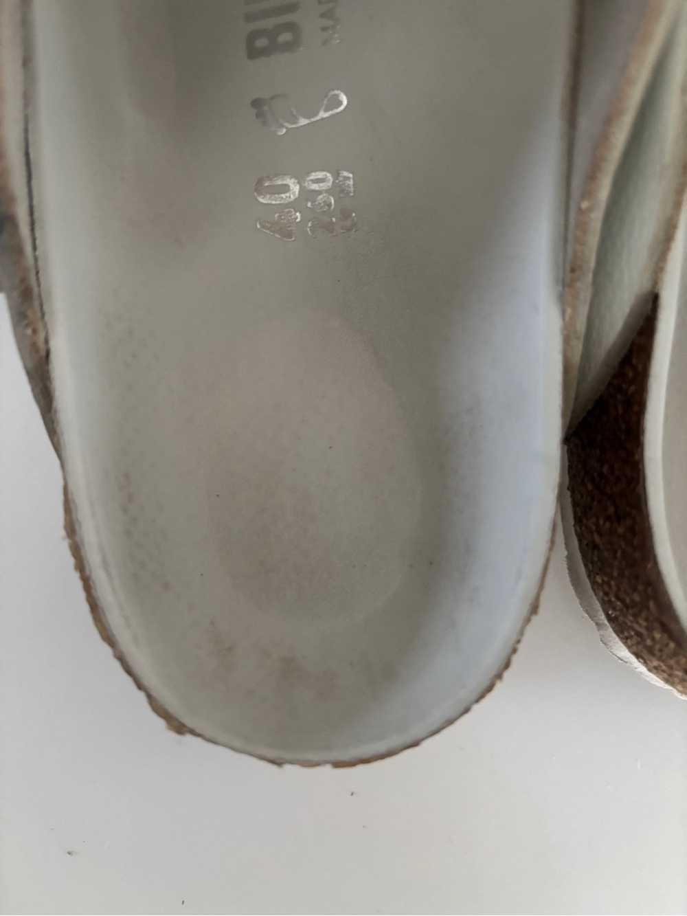 Birkenstock White Leather Slip-On Sandals with Cork Footbed - Picture 4 of 8